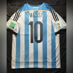 Messi #10 Argentina 2014 Medium Soccer Jersey World Cup Retro Home Lionel